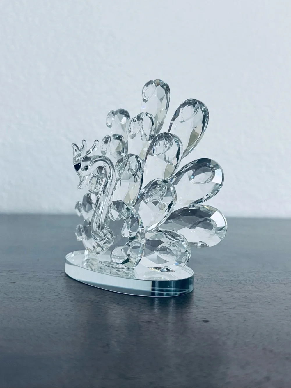 Crystal Glass Peacock Figurine